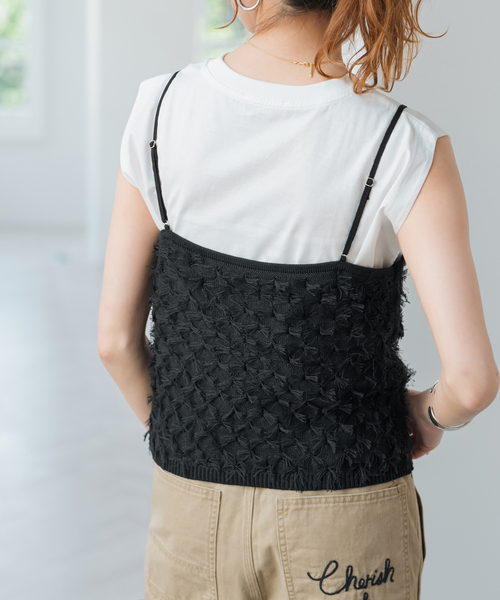 Spick & Span(スピックアンドスパン)の「手洗い可 / フリンジニットキャミソール(キャミソール・レディース・ホワイト/ブラウン/ブラック・FREE)」の5枚目の写真