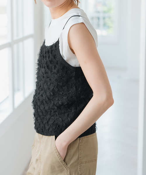 Spick & Span(スピックアンドスパン)の「手洗い可 / フリンジニットキャミソール(キャミソール・レディース・ホワイト/ブラウン/ブラック・FREE)」の7枚目の写真