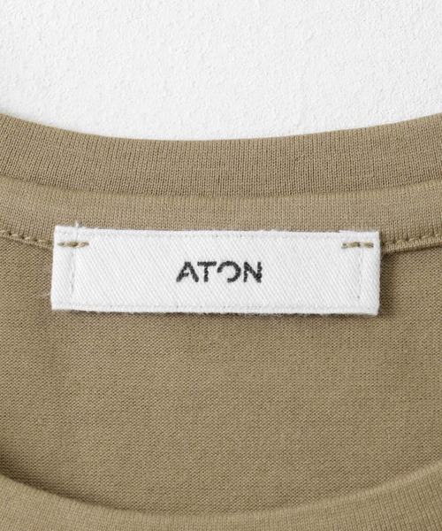 ATON（エイトン）の「ATON　SUVIN 60/2 PERFECT SHORT-SLEEVE（Tシャツ/カットソー・レディース・キャメル/グリーン/ブラック・2）」の10枚目の写真