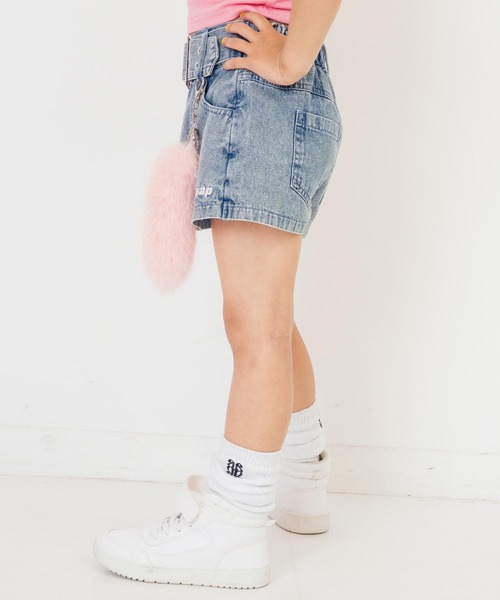 ANAP kids（アナップキッズ）の「ファー シッポ付き フェイクベルトミニ スカパン【ジュニアお揃い】（スカート・キッズ・カーキ/ライトブルー/ブラック/ラベンダー・110cm/130cm/120cm/130/120/110）」の10枚目の写真