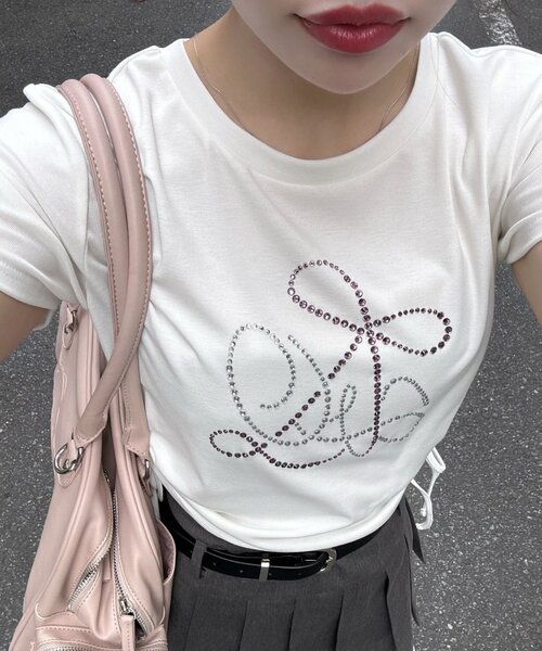 OLIVE des OLIVE(オリーブデオリーブ)の「ドロストTee(Tシャツ/カットソー・レディース・ネイビー/オフホワイト/サックスブルー・FREE)」の8枚目の写真
