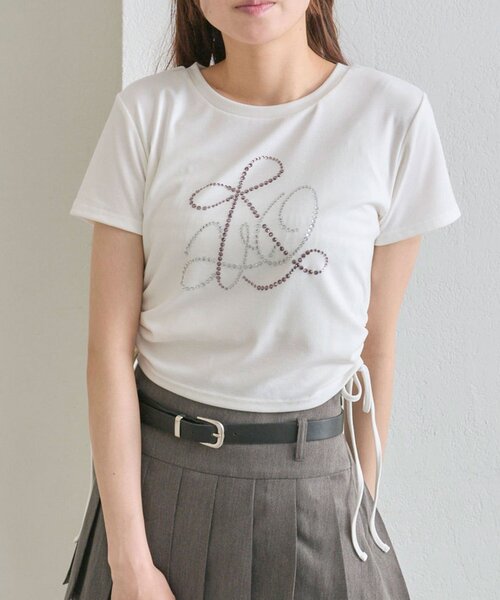 OLIVE des OLIVE(オリーブデオリーブ)の「ドロストTee(Tシャツ/カットソー・レディース・ネイビー/オフホワイト/サックスブルー・FREE)」の10枚目の写真