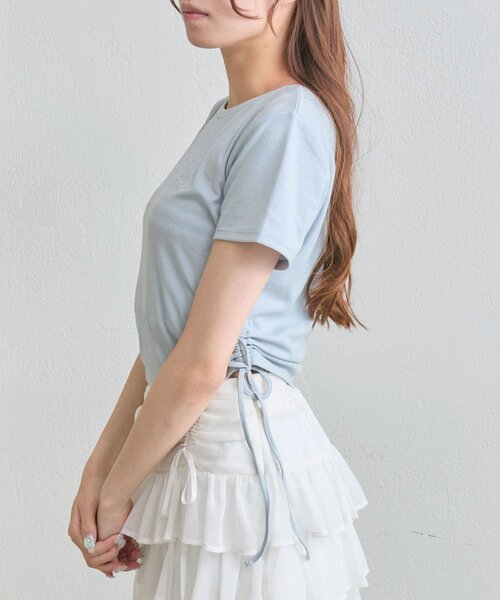 OLIVE des OLIVE(オリーブデオリーブ)の「ドロストTee(Tシャツ/カットソー・レディース・ネイビー/オフホワイト/サックスブルー・FREE)」の17枚目の写真