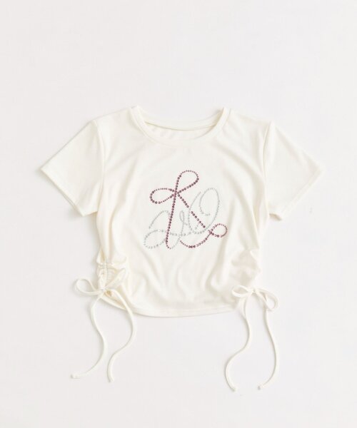OLIVE des OLIVE(オリーブデオリーブ)の「ドロストTee(Tシャツ/カットソー・レディース・ネイビー/オフホワイト/サックスブルー・FREE)」の5枚目の写真