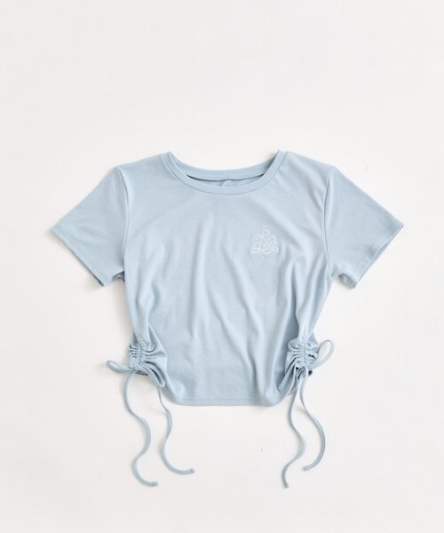 OLIVE des OLIVE(オリーブデオリーブ)の「ドロストTee(Tシャツ/カットソー・レディース・ネイビー/オフホワイト/サックスブルー・FREE)」の6枚目の写真