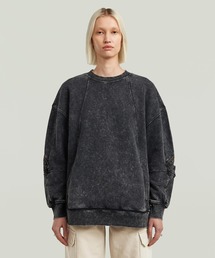 【UNISEX】WASHED 3D MIX OVERSIZED SWEATER/ユニセックスヴィンテージライクウォッシュド加工立体裁断オーバーサイズスウェット/トレーナー