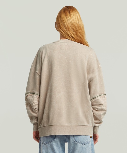 G-STAR(ジースター)の「【UNISEX】WASHED 3D MIX OVERSIZED SWEATER/ユニセックスヴィンテージライクウォッシュド加工立体裁断オーバーサイズスウェット/トレーナー(スウェット・レディース・ベージュ系その他/ダークブラック・X-SMALL/SMALL/MEDIUM)」の6枚目の写真