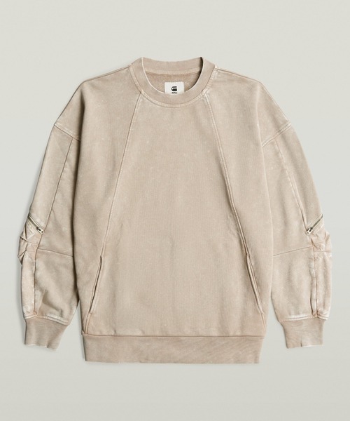 G-STAR(ジースター)の「【UNISEX】WASHED 3D MIX OVERSIZED SWEATER/ユニセックスヴィンテージライクウォッシュド加工立体裁断オーバーサイズスウェット/トレーナー(スウェット・レディース・ベージュ系その他/ダークブラック・X-SMALL/SMALL/MEDIUM)」の3枚目の写真