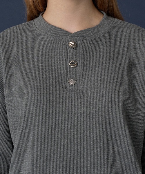 SILVER BUTTON HENRY NECK THERMAL T-SHIRT / シルバーボタンヘンリー