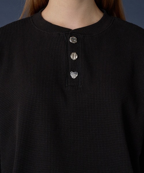 SILVER BUTTON HENRY NECK THERMAL T-SHIRT / シルバーボタンヘンリー