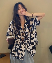 総柄オーバーサイズ半袖シャツ