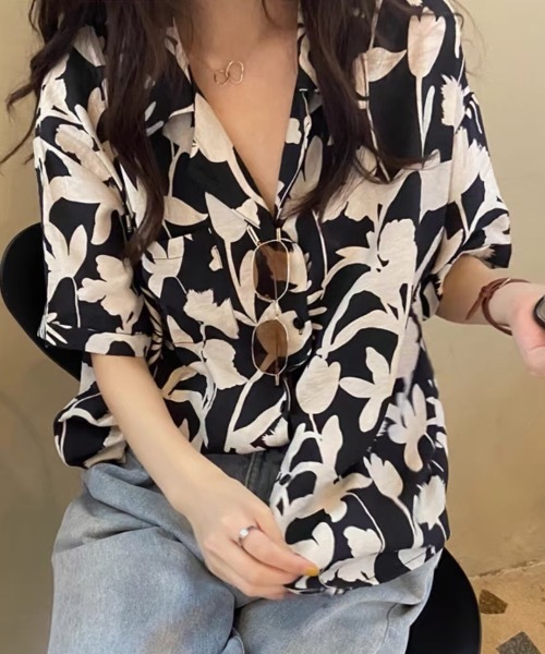 FUNdaysion(ファンデイション)の「総柄オーバーサイズ半袖シャツ(シャツ/ブラウス・レディース・アイボリー・M/L)」の5枚目の写真