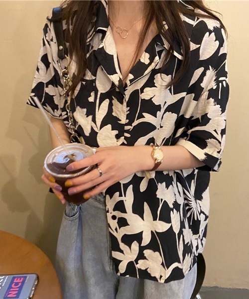 FUNdaysion(ファンデイション)の「総柄オーバーサイズ半袖シャツ(シャツ/ブラウス・レディース・アイボリー・M/L)」の10枚目の写真