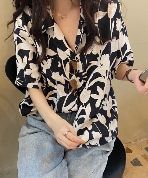 FUNdaysion(ファンデイション)の「総柄オーバーサイズ半袖シャツ(シャツ/ブラウス・レディース・アイボリー・M/L)」の11枚目の写真