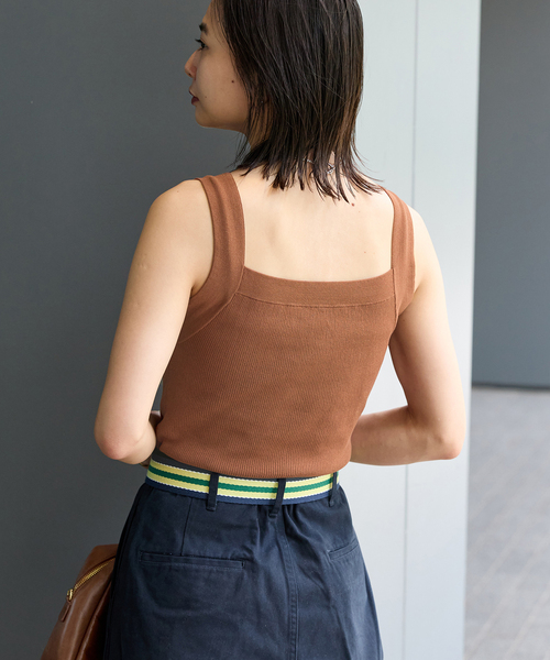 JOURNAL STANDARD(ジャーナルスタンダード)の「アメスリニットタンクトップ(タンクトップ・レディース・ブラウン/ブラック/ホワイト×ホワイト・FREE)」の1枚目の写真