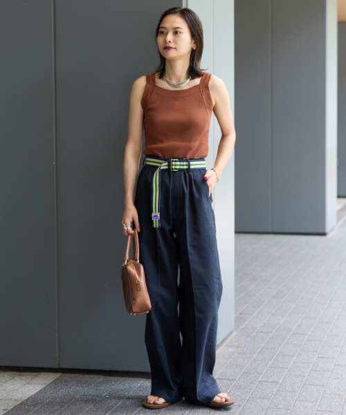 JOURNAL STANDARD(ジャーナルスタンダード)の「アメスリニットタンクトップ(タンクトップ・レディース・ブラウン/ブラック/ホワイト×ホワイト・FREE)」の5枚目の写真