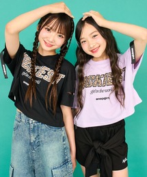 ANAP GｉRL（アナップガール）の「レオパード柄 肩アキテープ トップス（Tシャツ/カットソー・キッズ）」