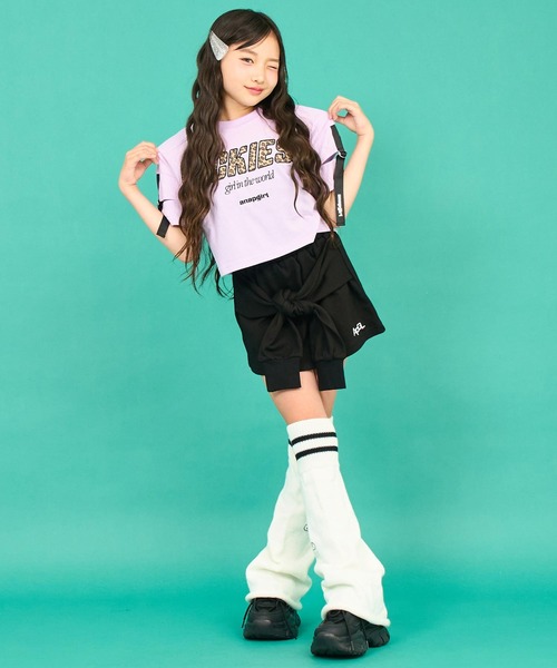 ANAP GｉRL（アナップガール）の「レオパード柄 肩アキテープ トップス（Tシャツ/カットソー・キッズ・ラベンダー/ホワイト/ブラック・XS/M/S）」の16枚目の写真