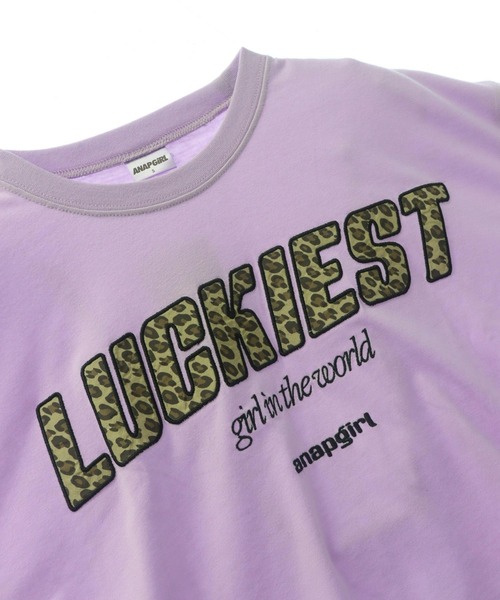 ANAP GｉRL（アナップガール）の「レオパード柄 肩アキテープ トップス（Tシャツ/カットソー・キッズ・ラベンダー/ホワイト/ブラック・XS/M/S）」の8枚目の写真