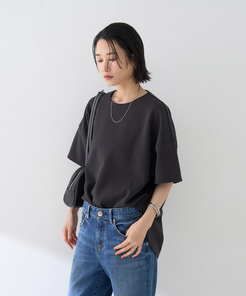 Rouge vif（ルージュヴィフ）の「【接触冷感】ストレッチダンボール半袖プルオーバー（シャツ/ブラウス・レディース・オフホワイト/スミクロ・フリー）」の13枚目の写真