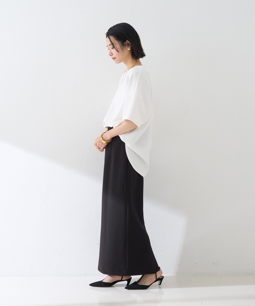 Rouge vif（ルージュヴィフ）の「【接触冷感】ストレッチダンボール半袖プルオーバー（シャツ/ブラウス・レディース・オフホワイト/スミクロ・フリー）」の17枚目の写真