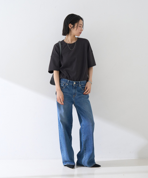 Rouge vif（ルージュヴィフ）の「【接触冷感】ストレッチダンボール半袖プルオーバー（シャツ/ブラウス・レディース・オフホワイト/スミクロ・フリー）」の20枚目の写真