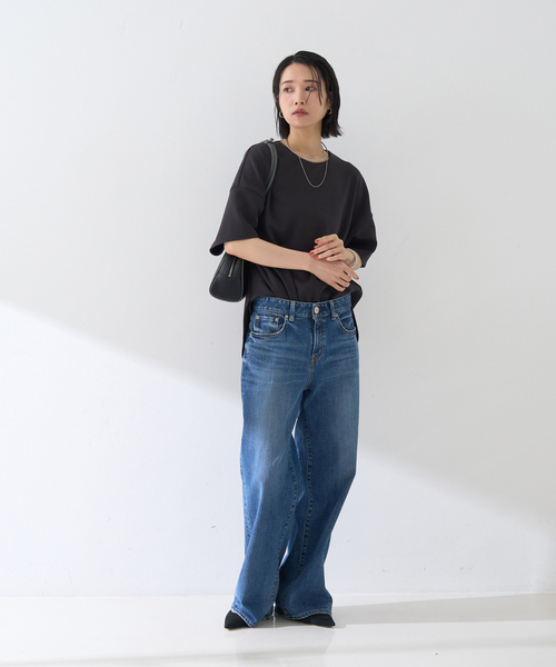 Rouge vif（ルージュヴィフ）の「【接触冷感】ストレッチダンボール半袖プルオーバー（シャツ/ブラウス・レディース・オフホワイト/スミクロ・フリー）」の21枚目の写真