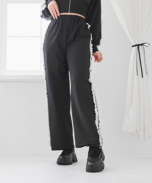 DearMyLove(ディアマイラブ)の「UVカットハートフリルレースロングパンツ【大きいサイズ有】(その他パンツ・レディース・ブラック×ホワイト・LL~3L/M-L)」の11枚目の写真