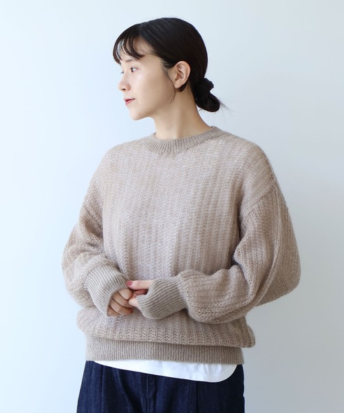 yuni（ユニ　）の「ウール/mohair/ナイロン loose プルオーバー（ニット/セーター・レディース・オレンジ/サックスブルー/ベージュ/ピンク・FREE）」の2枚目の写真
