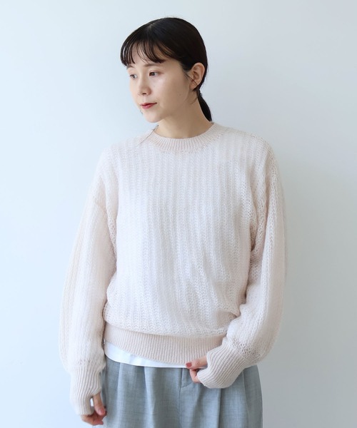 yuni（ユニ　）の「ウール/mohair/ナイロン loose プルオーバー（ニット/セーター・レディース・オレンジ/サックスブルー/ベージュ/ピンク・FREE）」の4枚目の写真