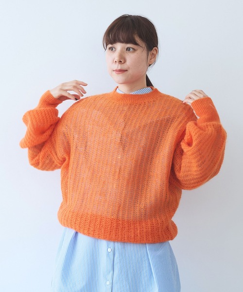 yuni（ユニ　）の「ウール/mohair/ナイロン loose プルオーバー（ニット/セーター・レディース・オレンジ/サックスブルー/ベージュ/ピンク・FREE）」の14枚目の写真