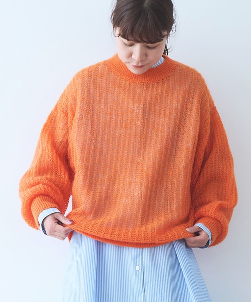 yuni（ユニ　）の「ウール/mohair/ナイロン loose プルオーバー（ニット/セーター・レディース・オレンジ/サックスブルー/ベージュ/ピンク・FREE）」の17枚目の写真