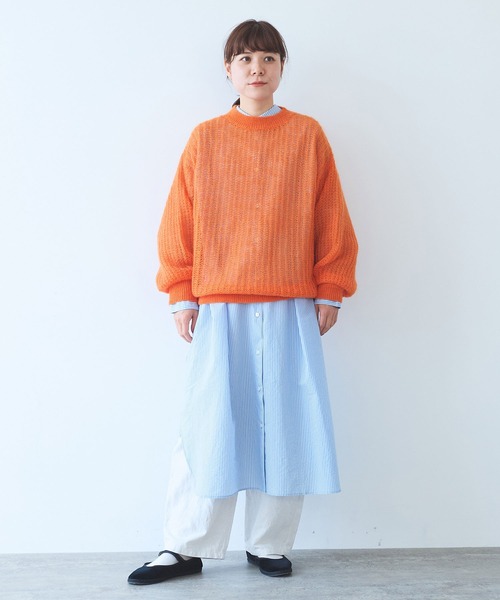 yuni（ユニ　）の「ウール/mohair/ナイロン loose プルオーバー（ニット/セーター・レディース・オレンジ/サックスブルー/ベージュ/ピンク・FREE）」の19枚目の写真
