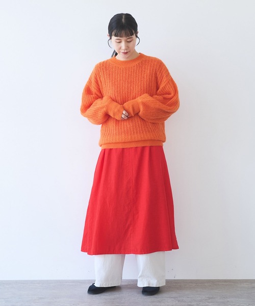 yuni（ユニ　）の「ウール/mohair/ナイロン loose プルオーバー（ニット/セーター・レディース・オレンジ/サックスブルー/ベージュ/ピンク・FREE）」の13枚目の写真