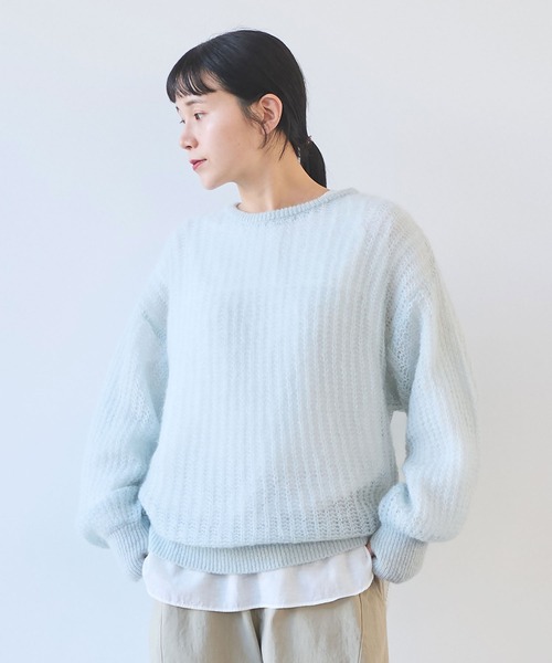 yuni（ユニ　）の「ウール/mohair/ナイロン loose プルオーバー（ニット/セーター・レディース・オレンジ/サックスブルー/ベージュ/ピンク・FREE）」の5枚目の写真
