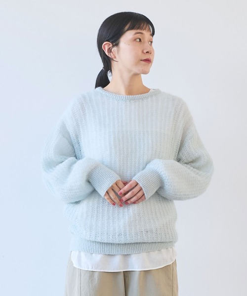 yuni（ユニ　）の「ウール/mohair/ナイロン loose プルオーバー（ニット/セーター・レディース・オレンジ/サックスブルー/ベージュ/ピンク・FREE）」の6枚目の写真