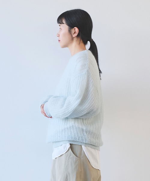 yuni（ユニ　）の「ウール/mohair/ナイロン loose プルオーバー（ニット/セーター・レディース・オレンジ/サックスブルー/ベージュ/ピンク・FREE）」の7枚目の写真
