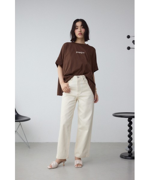 AZUL by moussy(アズールバイマウジー)の「C/T冷感ロゴシシュウTシャツ(Tシャツ/カットソー・レディース・ブラック/オフホワイト/ライトイエロー/ブラウン・FREE)」の21枚目の写真