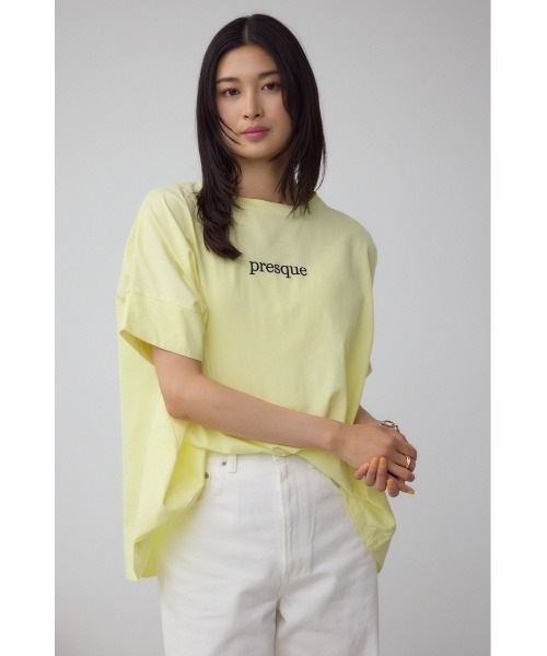 AZUL by moussy(アズールバイマウジー)の「C/T冷感ロゴシシュウTシャツ(Tシャツ/カットソー・レディース・ブラック/オフホワイト/ライトイエロー/ブラウン・FREE)」の13枚目の写真