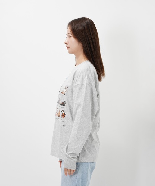 Common Noun(コモン ナウン)の「“CAT”&“DOG” Hirochika Machida 天竺ロンT(Tシャツ/カットソー・レディース・グレー/ホワイト・M/XL/L)」の10枚目の写真