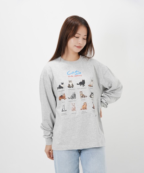 Common Noun(コモン ナウン)の「“CAT”&“DOG” Hirochika Machida 天竺ロンT(Tシャツ/カットソー・レディース・グレー/ホワイト・M/XL/L)」の9枚目の写真