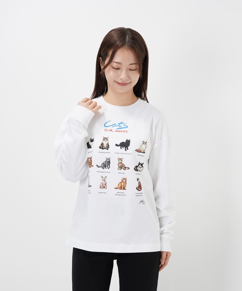 Common Noun(コモン ナウン)の「“CAT”&“DOG” Hirochika Machida 天竺ロンT(Tシャツ/カットソー・レディース・グレー/ホワイト・M/XL/L)」の7枚目の写真