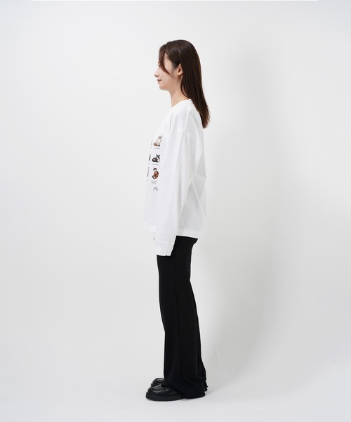 Common Noun(コモン ナウン)の「“CAT”&“DOG” Hirochika Machida 天竺ロンT(Tシャツ/カットソー・レディース・グレー/ホワイト・M/XL/L)」の16枚目の写真