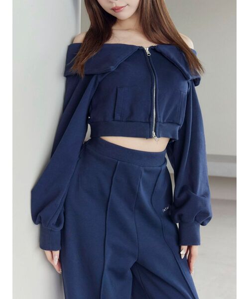 EATME(イートミー)の「【SETUP着用可】オフショルパーカーデザインTOP(Tシャツ/カットソー・レディース・グレー/ネイビー/ブラック・FREE)」の3枚目の写真