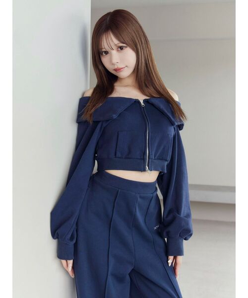 EATME(イートミー)の「【SETUP着用可】オフショルパーカーデザインTOP(Tシャツ/カットソー・レディース・グレー/ネイビー/ブラック・FREE)」の12枚目の写真