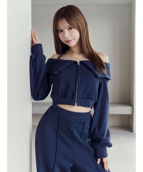 EATME(イートミー)の「【SETUP着用可】オフショルパーカーデザインTOP(Tシャツ/カットソー・レディース・グレー/ネイビー/ブラック・FREE)」の13枚目の写真