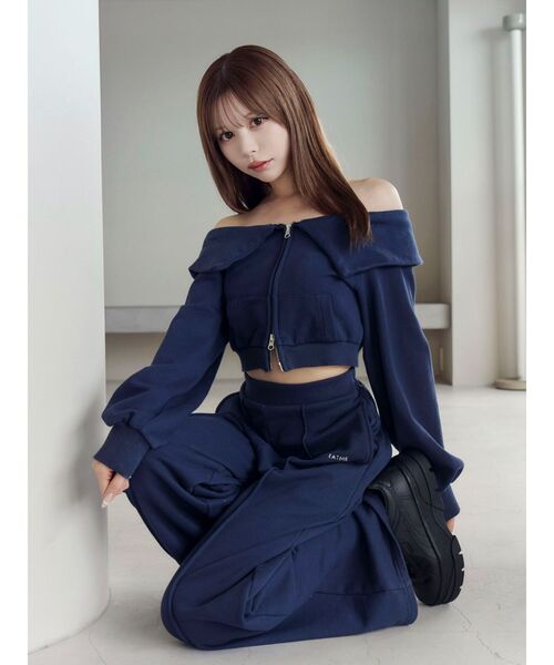 EATME(イートミー)の「【SETUP着用可】オフショルパーカーデザインTOP(Tシャツ/カットソー・レディース・グレー/ネイビー/ブラック・FREE)」の14枚目の写真