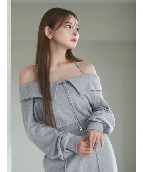 EATME(イートミー)の「【SETUP着用可】オフショルパーカーデザインTOP(Tシャツ/カットソー・レディース・グレー/ネイビー/ブラック・FREE)」の22枚目の写真