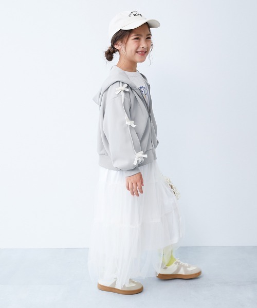 devirock(デビロック)の「リボン付き サイドライン おめかし ジップパーカー(その他アウター・キッズ・アイボリー/ブラック/グレー/ピンク系1・100cm/110cm/120cm/130cm/140cm/150cm/160cm)」の6枚目の写真