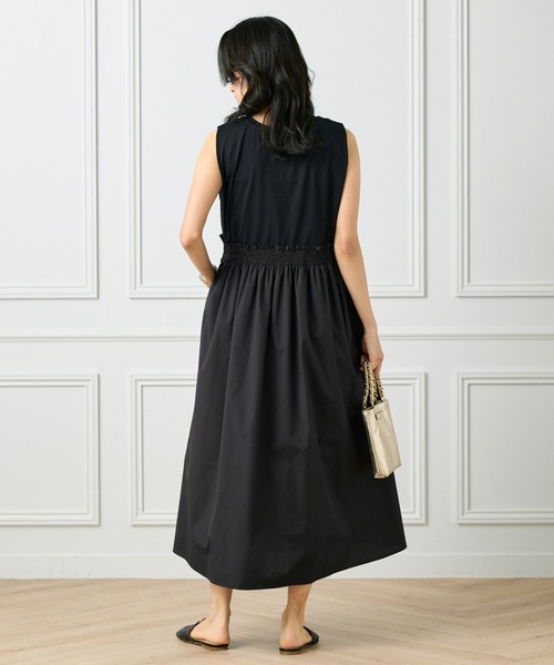 INED(イネド)の「【UVカット】【接触冷感】ORGANIC FIELDプレーティング コンビワンピース(ワンピース・レディース・ブラック/ベージュ・9号/7号)」の10枚目の写真